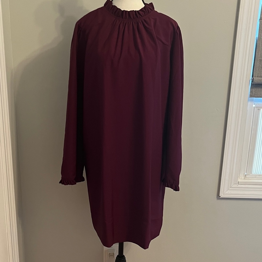 J. Crew Deep Burgundy Long Sleeve Dress